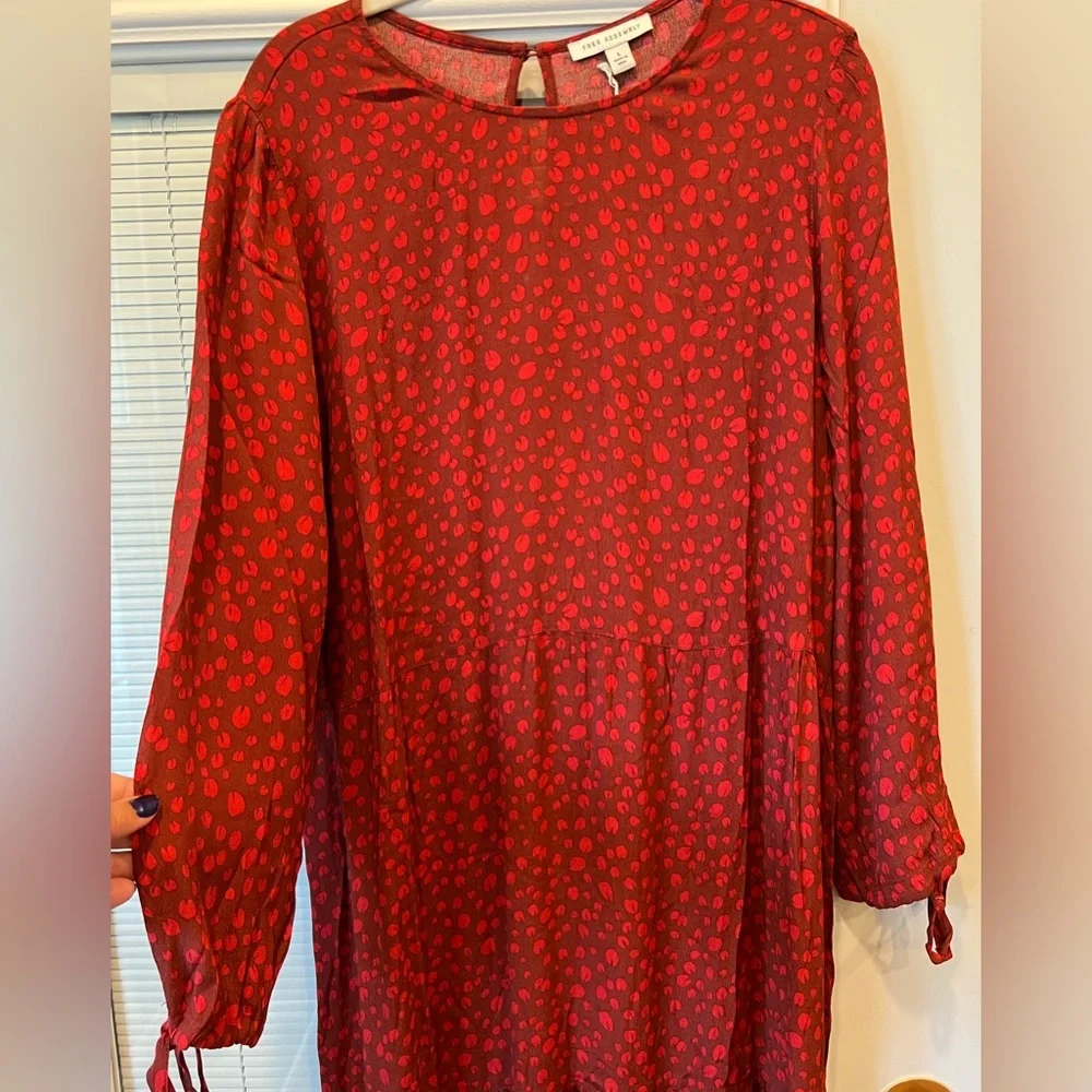 NWT Free Assembly Red Tiered Maxi Dress Size Large; Boho Spotted Maxi Dress - Picture 8 of 12